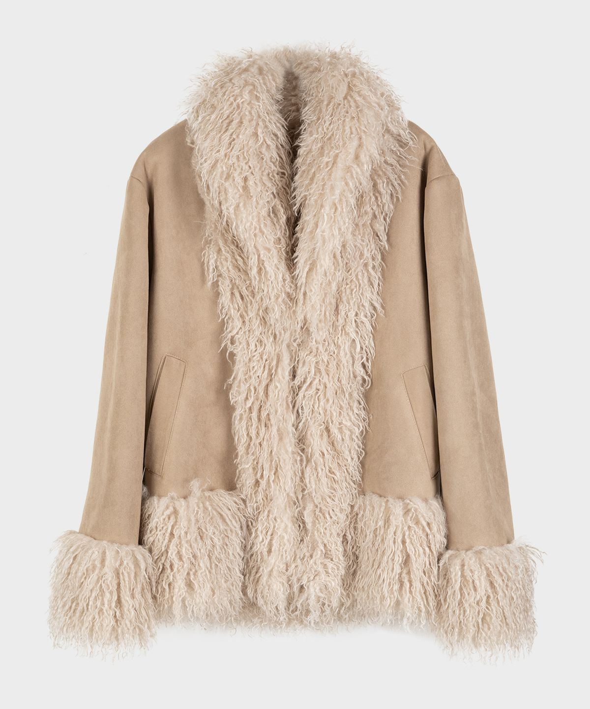 디망쉬(dimanche) Suede Fur Coat (beige)