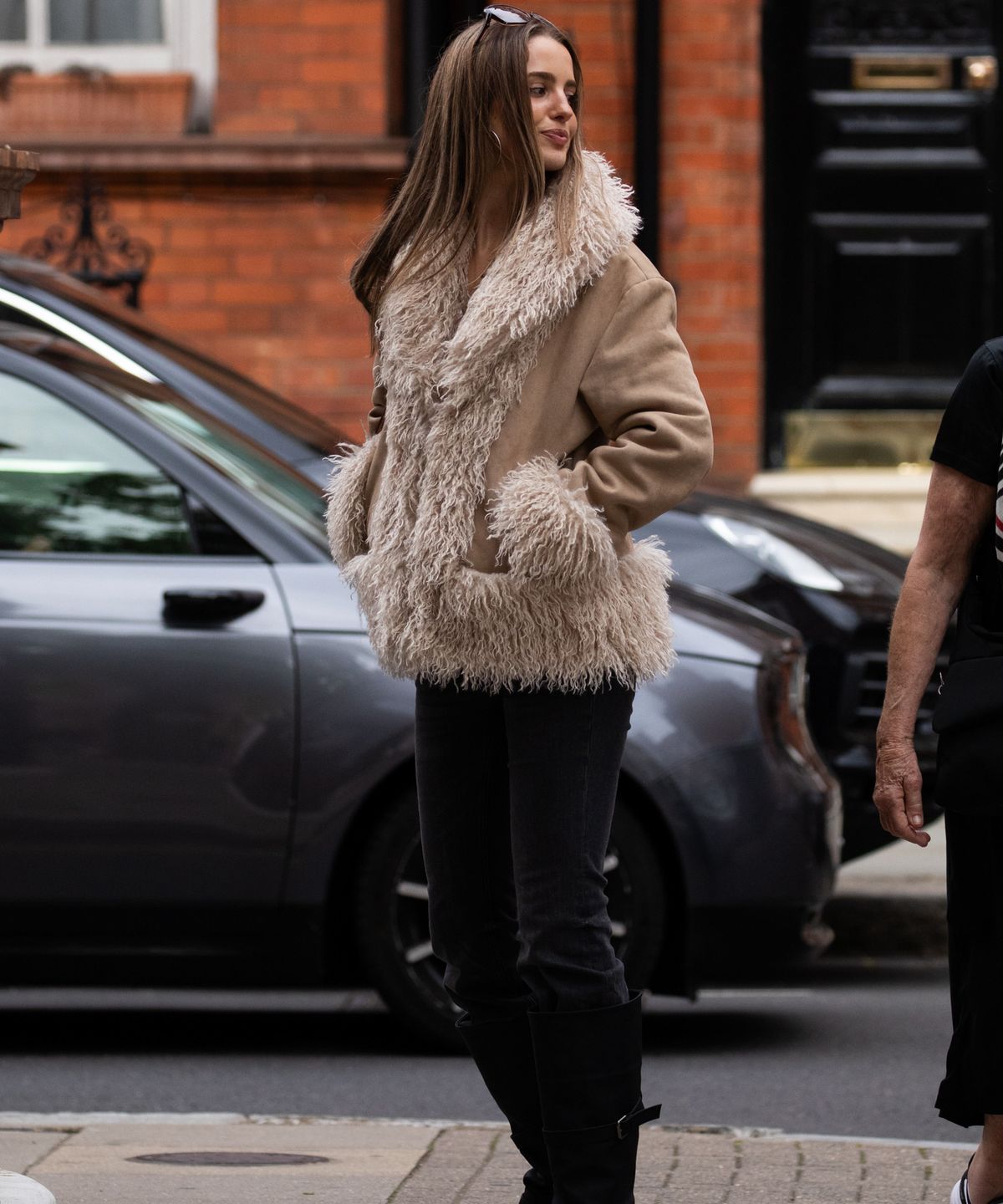디망쉬(dimanche) Suede Fur Coat (beige)