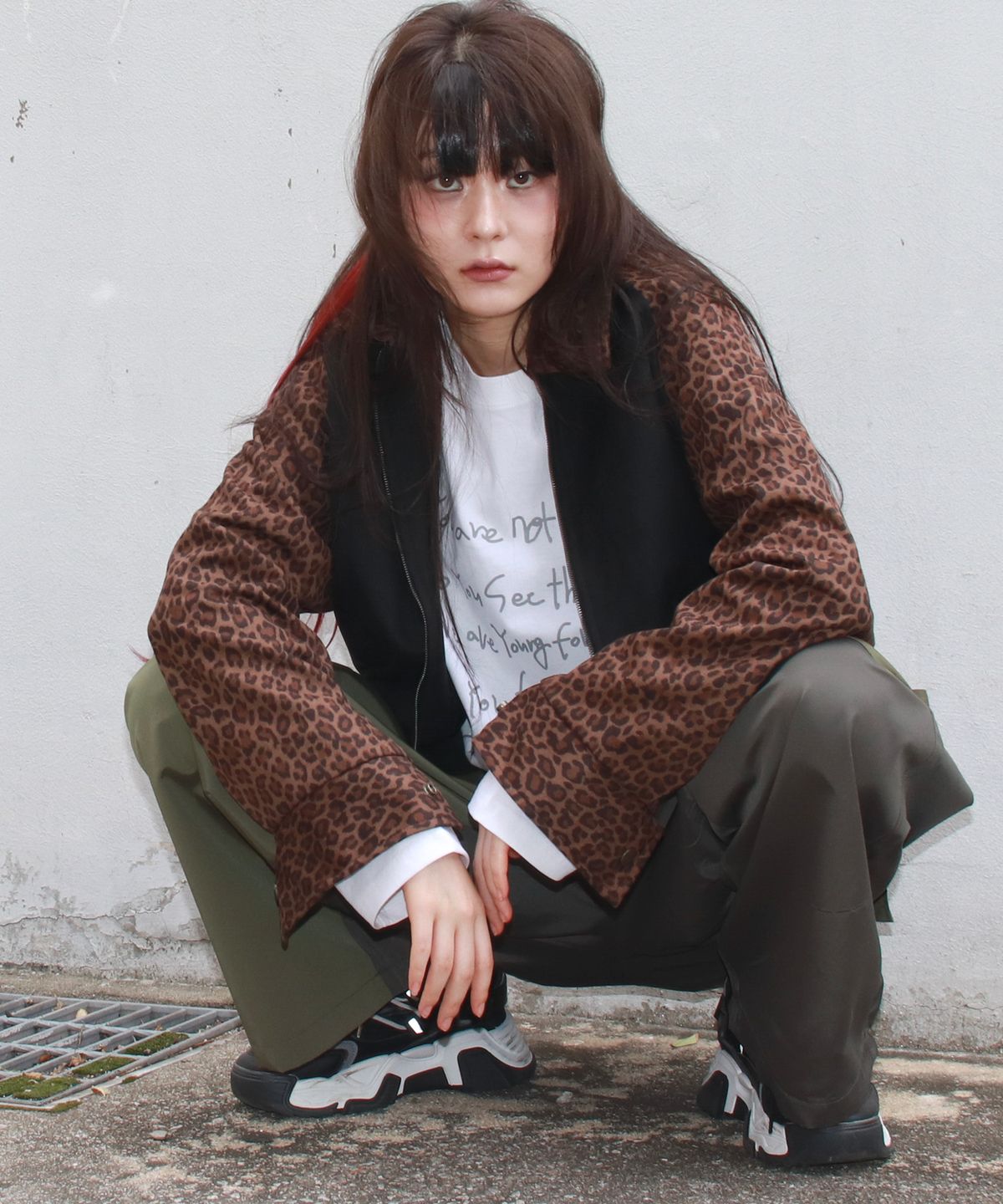 드마크(DEMARC) Leopard synthetic leather rider blouson jacket -  Brown & Black