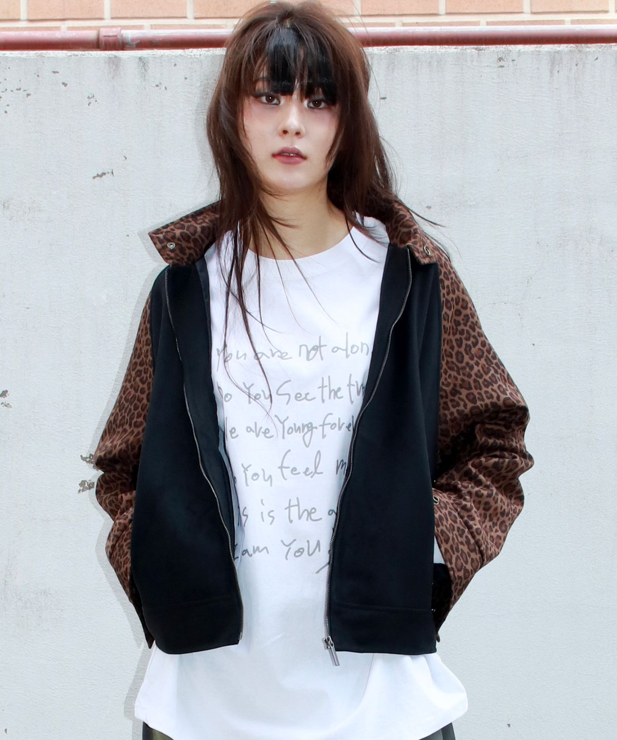 드마크(DEMARC) Leopard synthetic leather rider blouson jacket -  Brown & Black