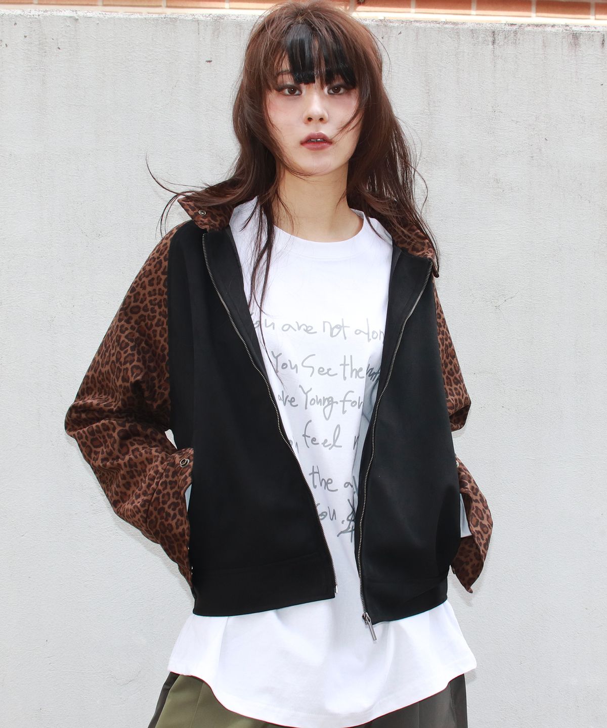 드마크(DEMARC) Leopard synthetic leather rider blouson jacket -  Brown & Black