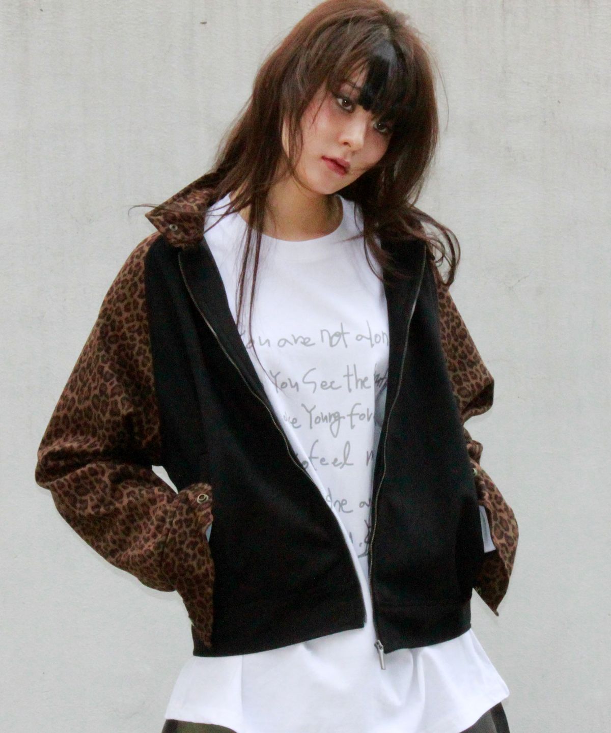 드마크(DEMARC) Leopard synthetic leather rider blouson jacket -  Brown & Black