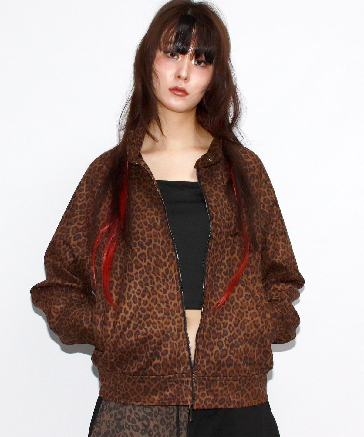 드마크(DEMARC) Whole Leopard rider blouson synthetic leather jacket -  Brown