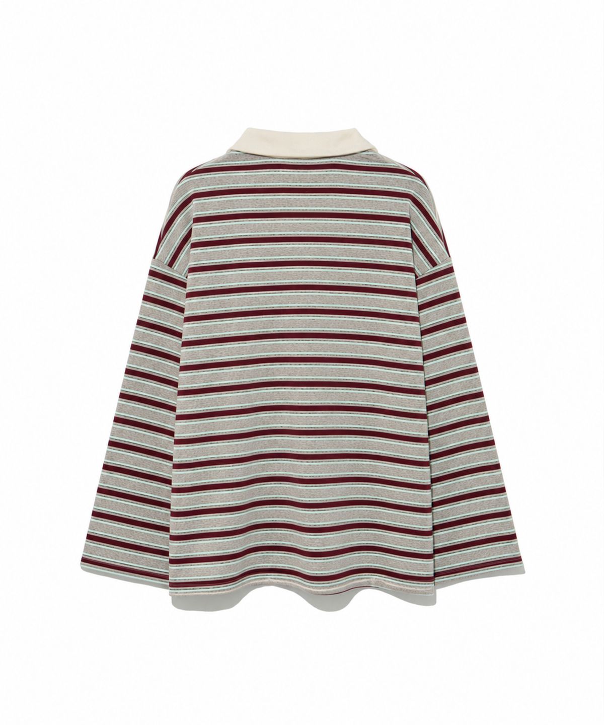 모아(MOAA) Harbor Stripe Collar Tee (Melange Gray)