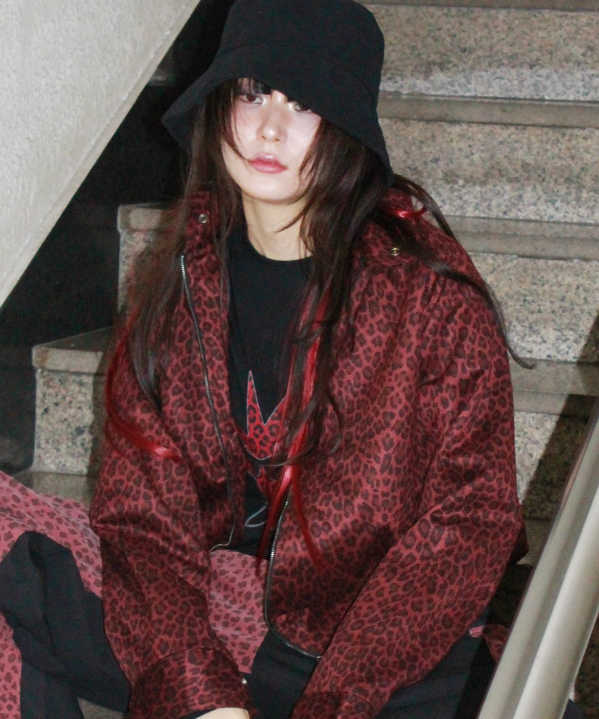 드마크(DEMARC) Whole Leopard rider blouson synthetic leather jacket - Burgundy