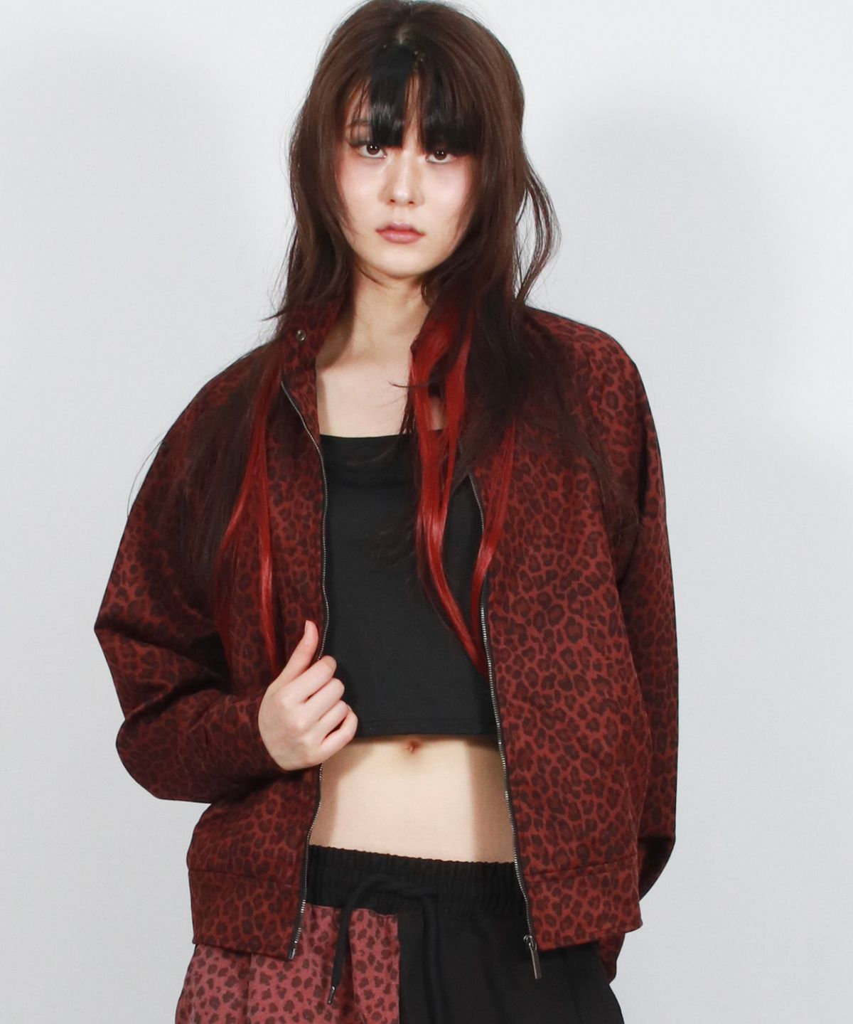 드마크(DEMARC) Whole Leopard rider blouson synthetic leather jacket - Burgundy