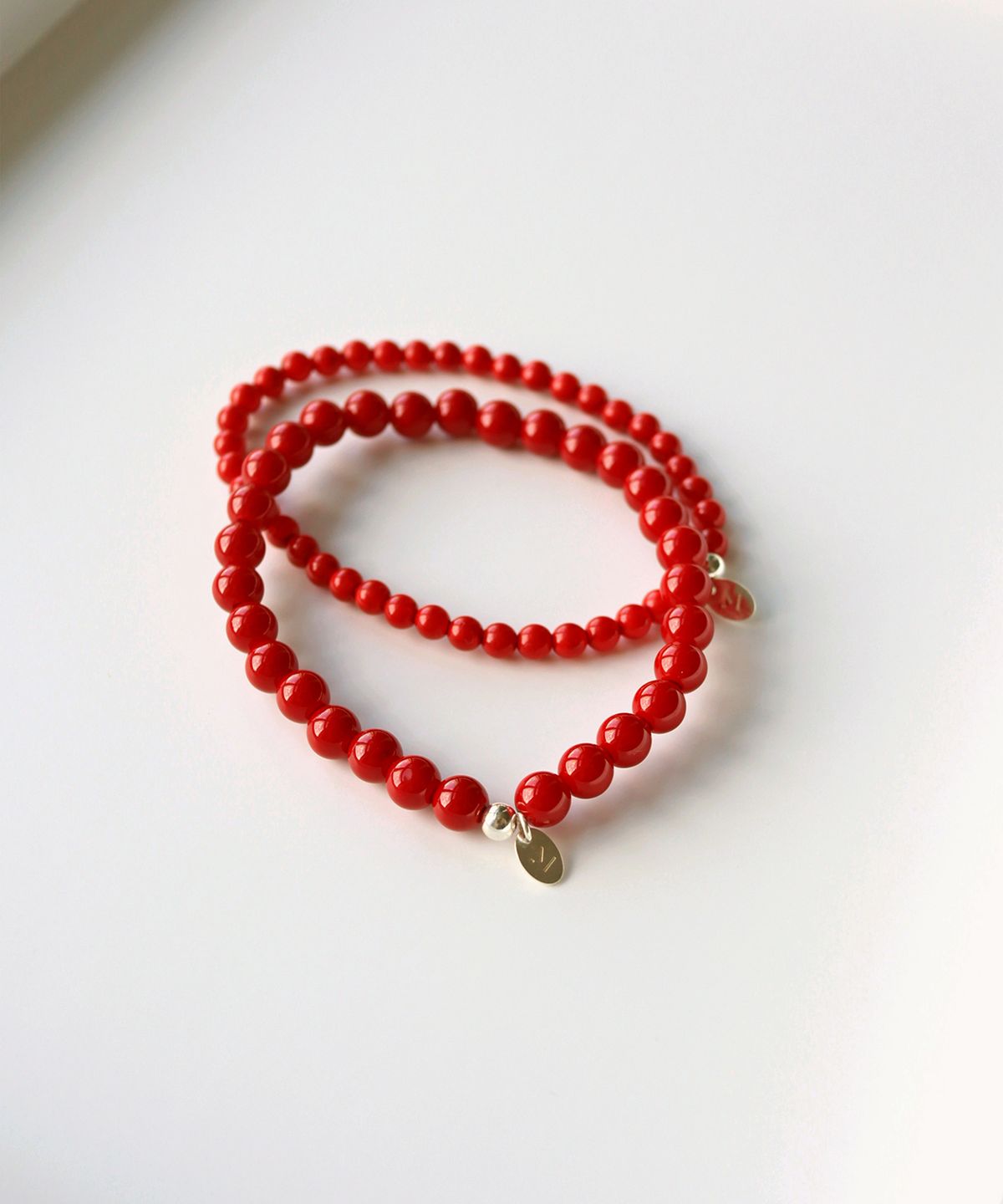모던라이크(MODERN LIKE) [ Silver 925 ] 산호 레드 진주 팔찌 4mm