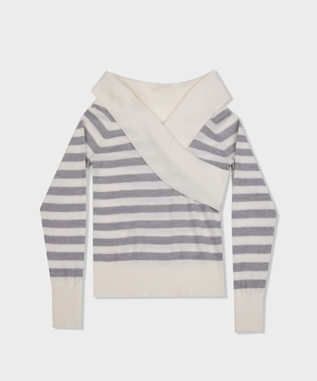 디망쉬(dimanche) V-Neck Knit Top (stripe)