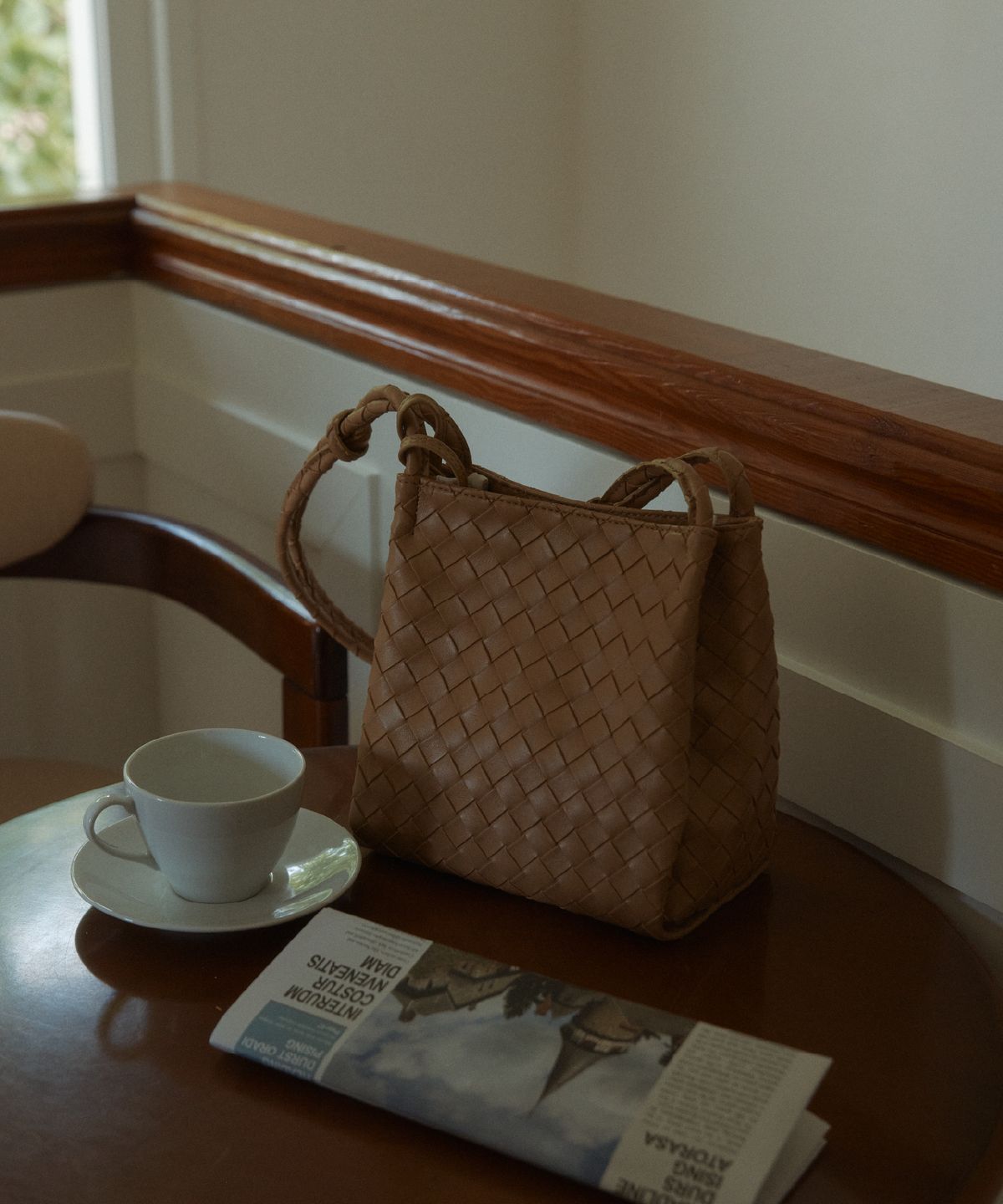 아노에틱(ANOETIC) ANC WEAVING MESH SHOULDER BAG_CAMEL