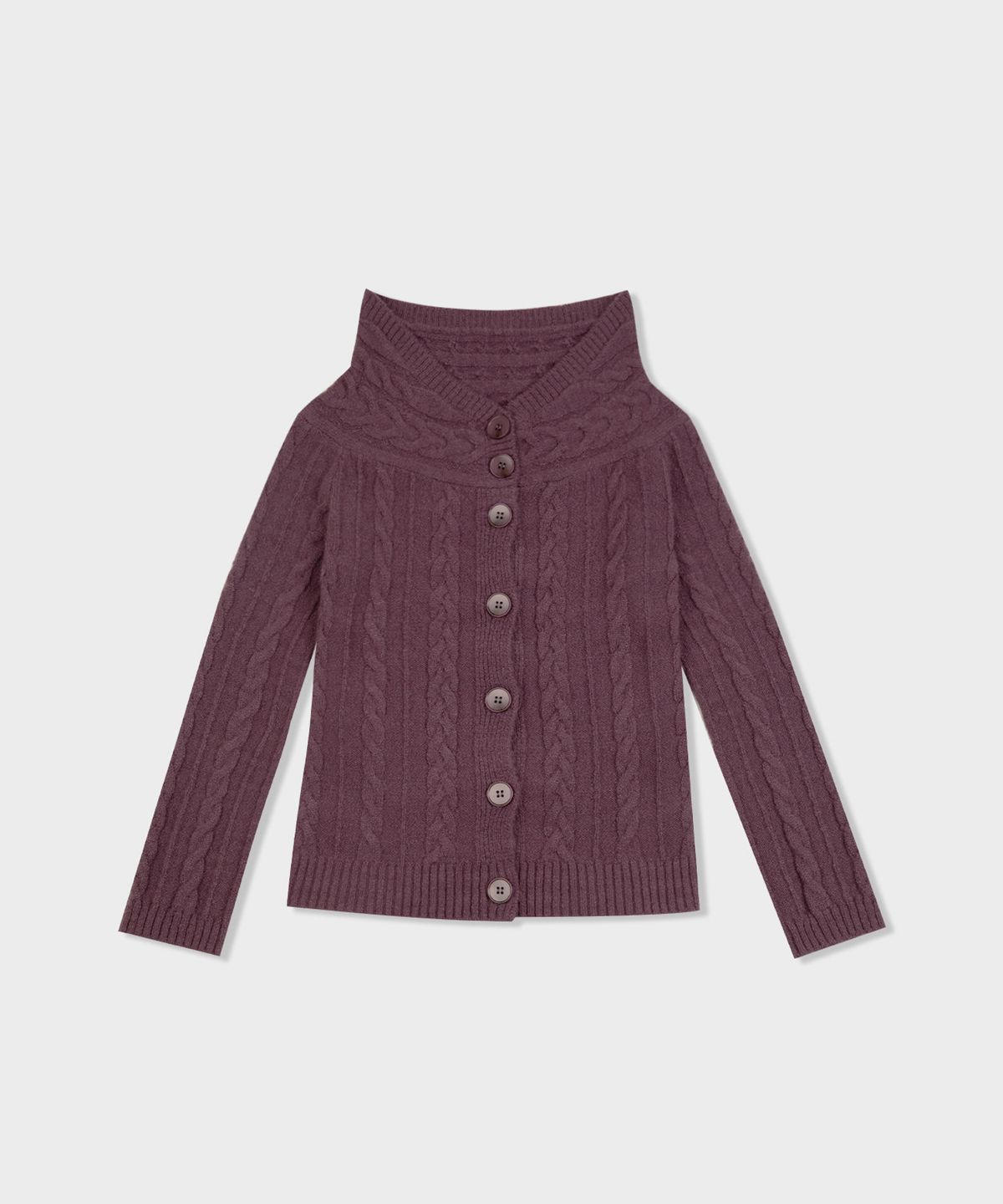 디망쉬(dimanche) Cable Knit Cardigan (purple)