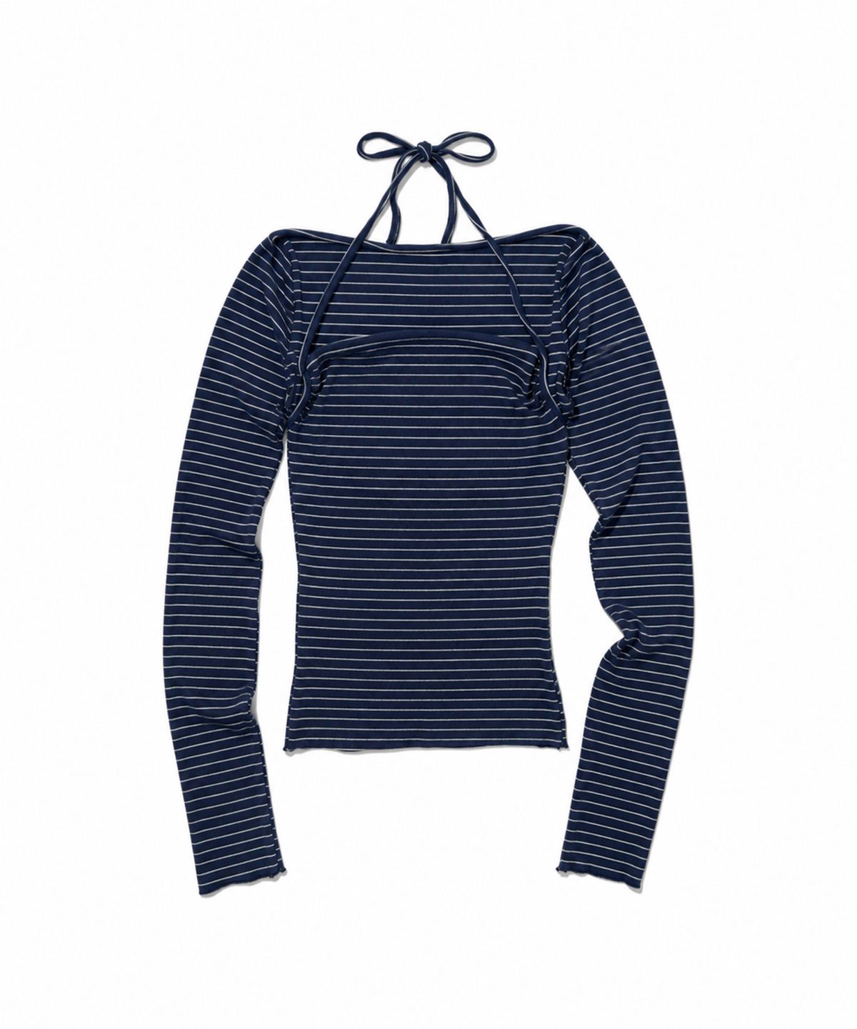 모아(MOAA) Stripe Halter Bolero Set (NAVY)