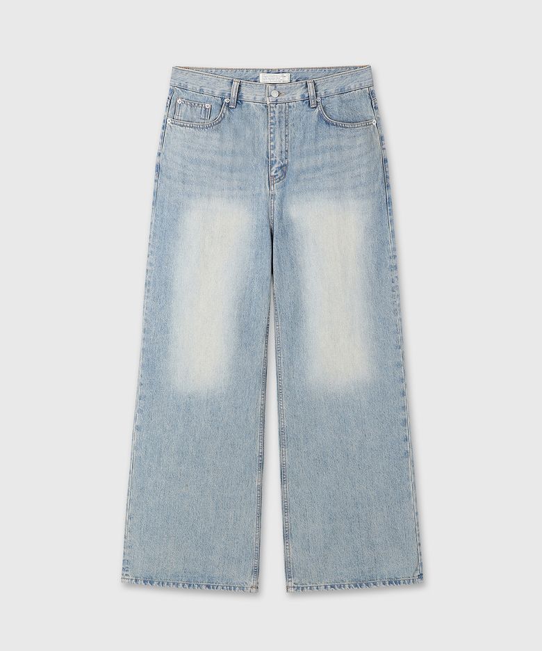 [DIVEIN X PINOKI] LOOSED WIDE FLARE DENIM PANTS (WASHED BLUE)