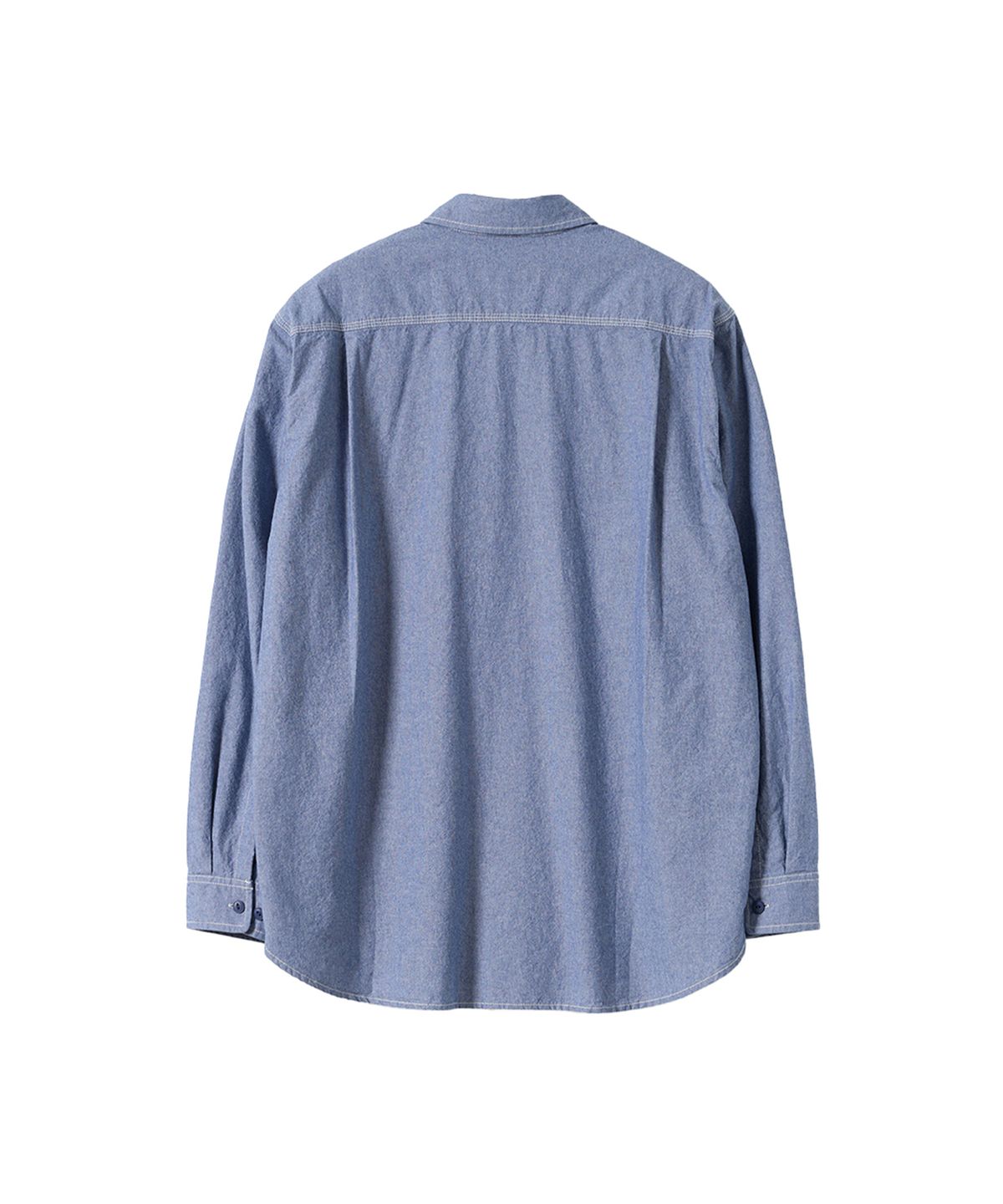 건지 울른스(Guernsey Woollens) 샴브레이 워크 셔츠 5.5oz - 퓨어 블루