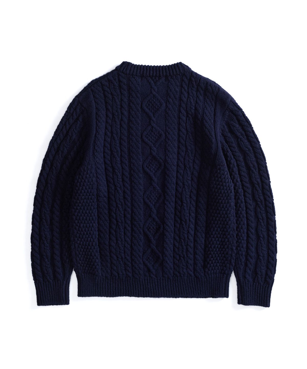 건지 울른스(Guernsey Woollens) 셔틀랜드울 아란 포켓 스웨터 - 네이비