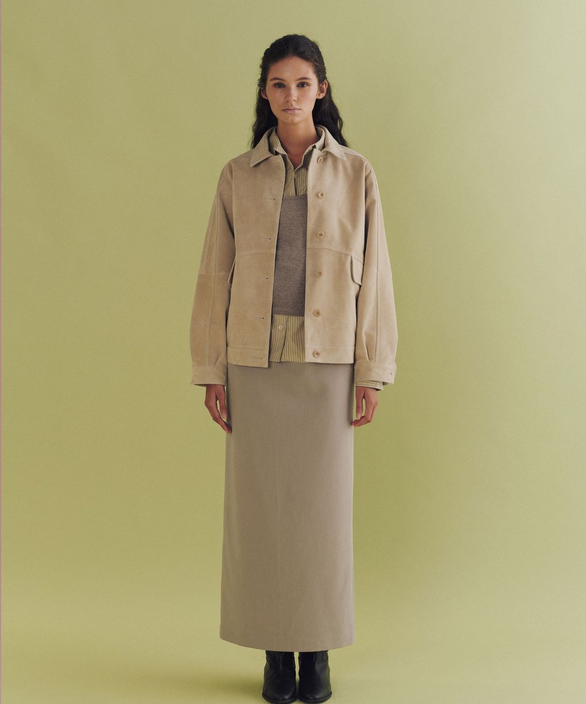 앤니즈(ANDNEEDS) Matt suede jacket (beige)