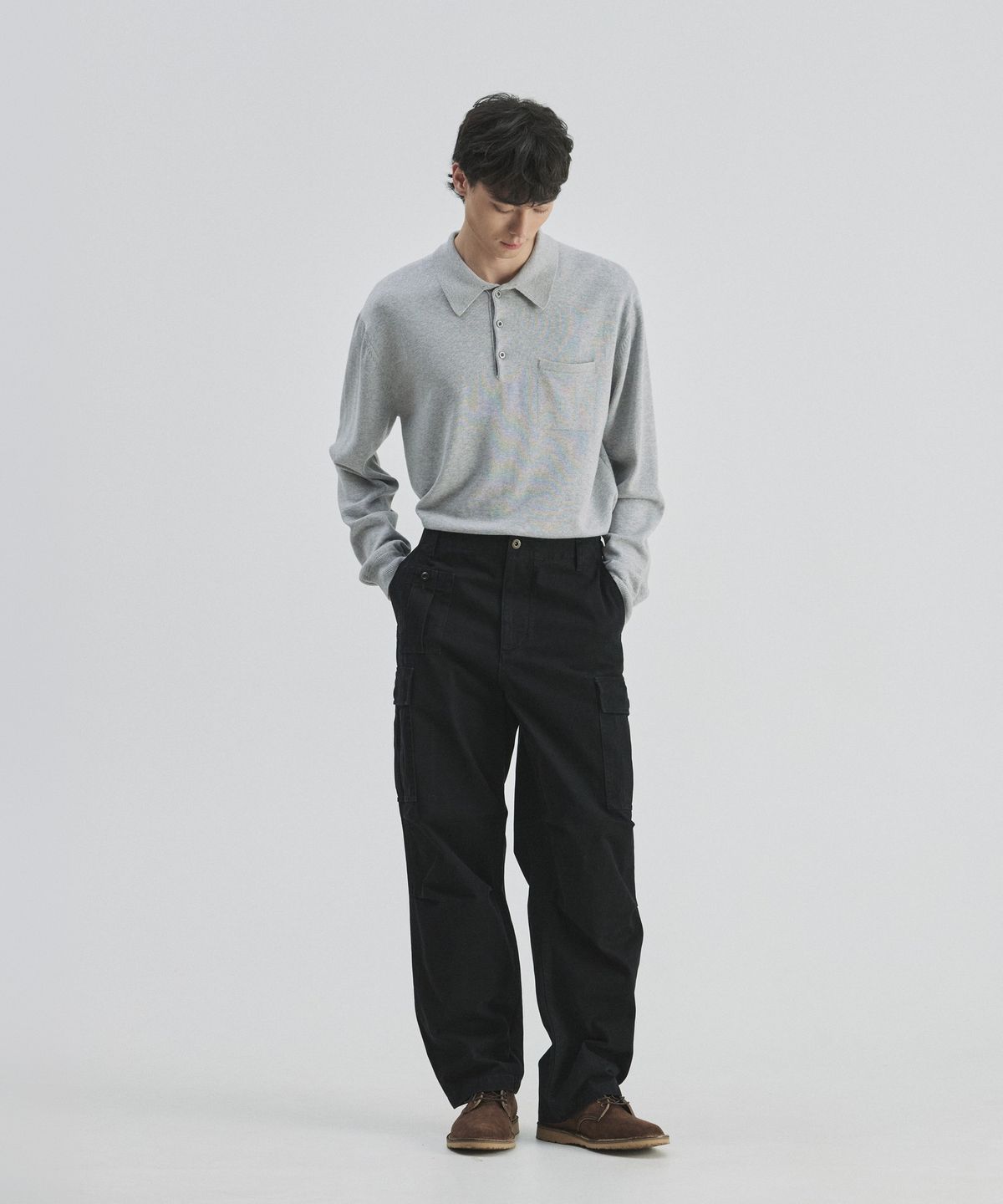 건지 울른스(Guernsey Woollens) 워시드 브리티쉬 아미 필드 팬츠 - 블랙