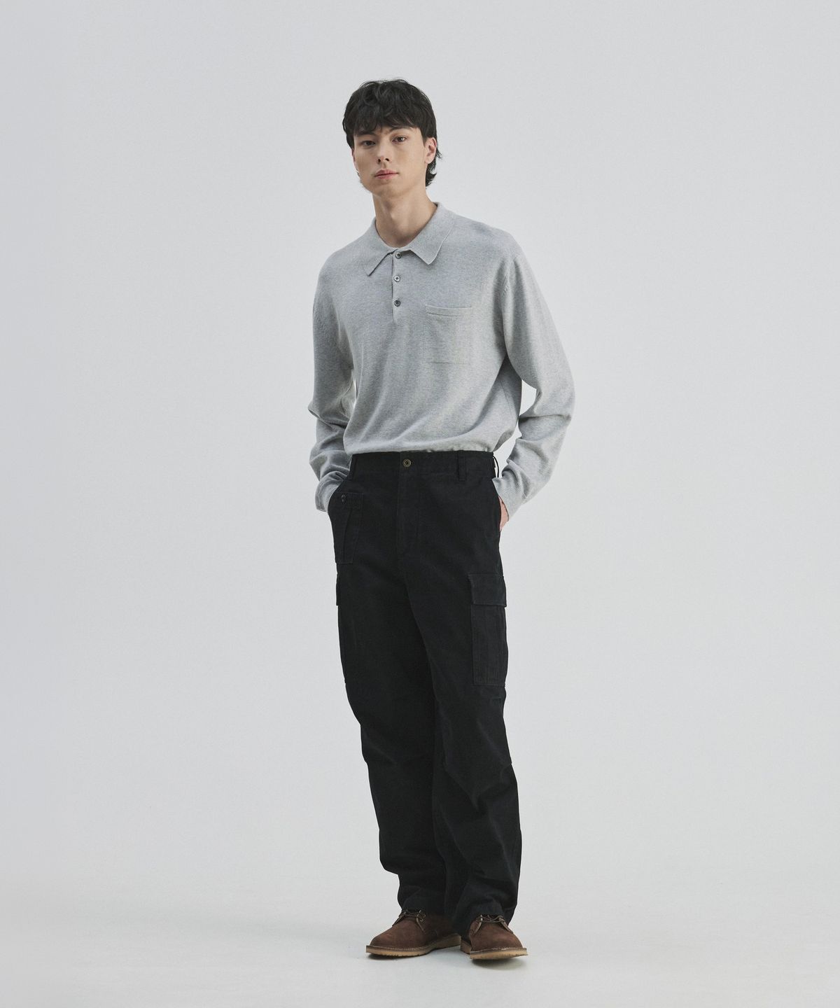 건지 울른스(Guernsey Woollens) 워시드 브리티쉬 아미 필드 팬츠 - 블랙