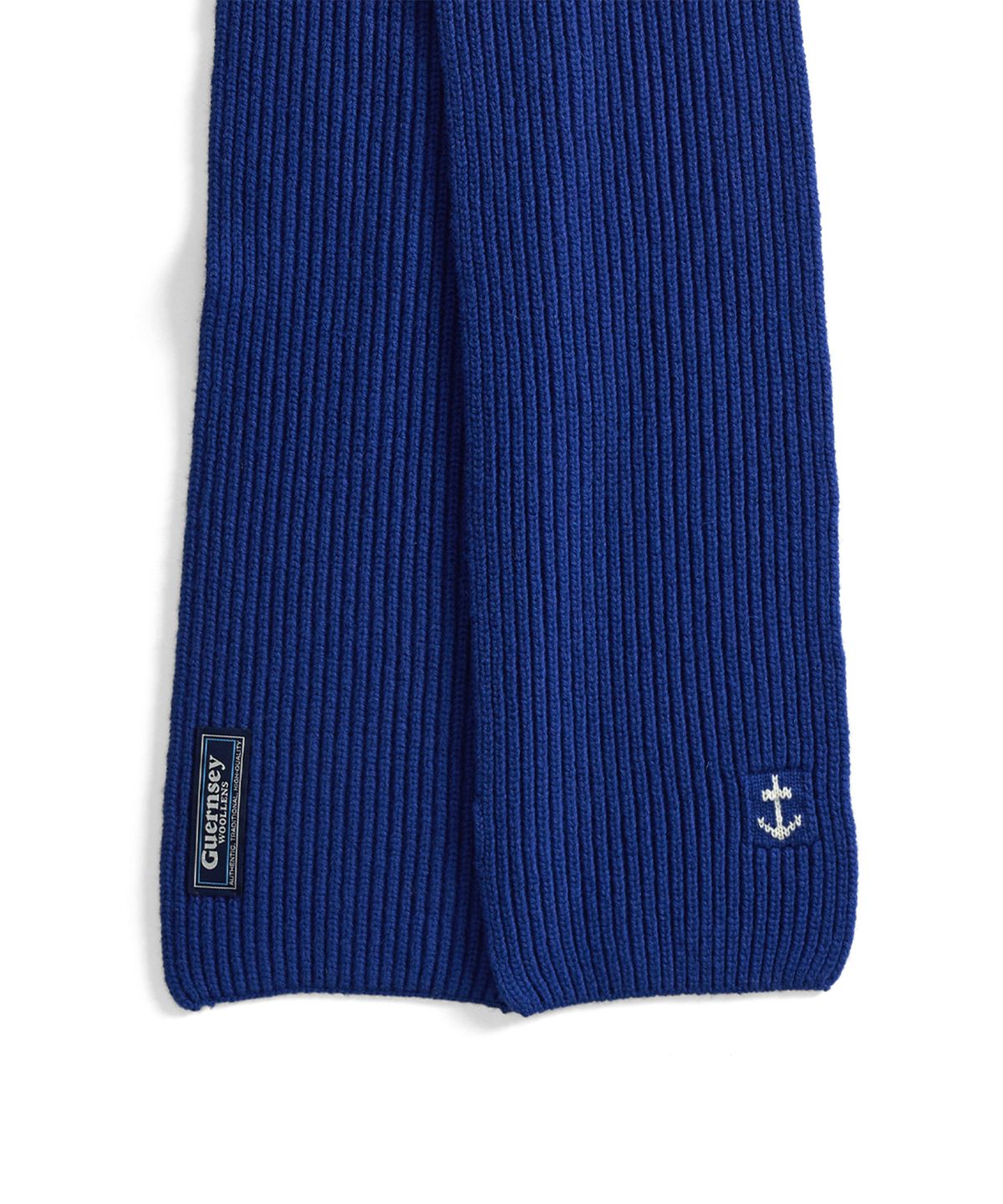 건지 울른스(Guernsey Woollens) 슈퍼파인 메리노울 앵커 머플러 - 블루