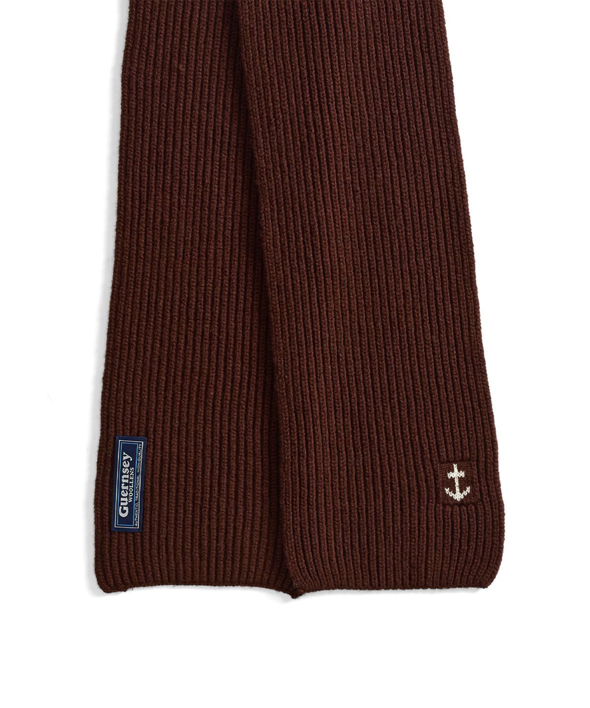 건지 울른스(Guernsey Woollens) 슈퍼파인 메리노울 앵커 머플러 - 브라운