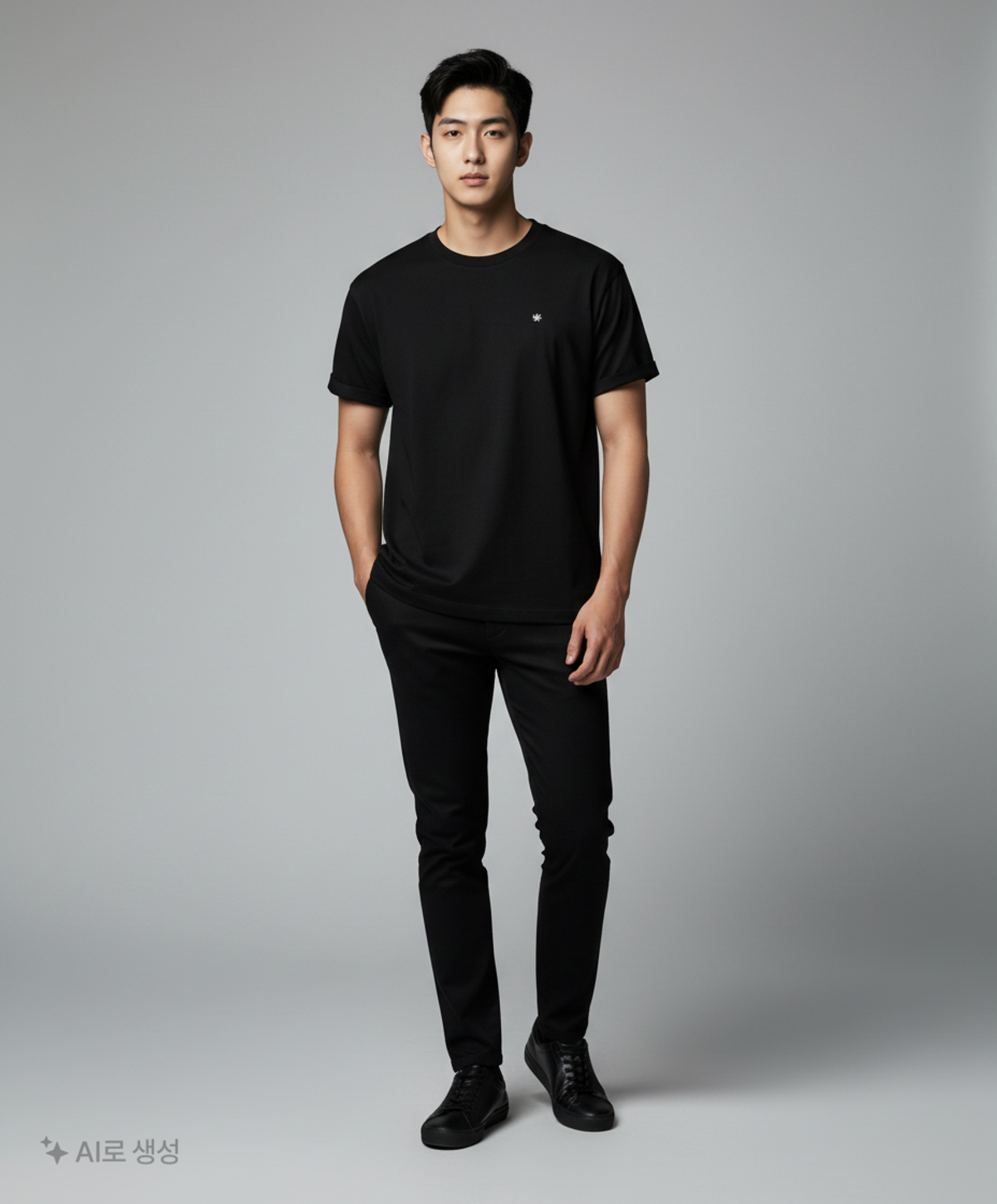 키뮤어(KIIMUIR) [크롭] 배색 롤업 크롭 반팔 티셔츠_블랙 XL