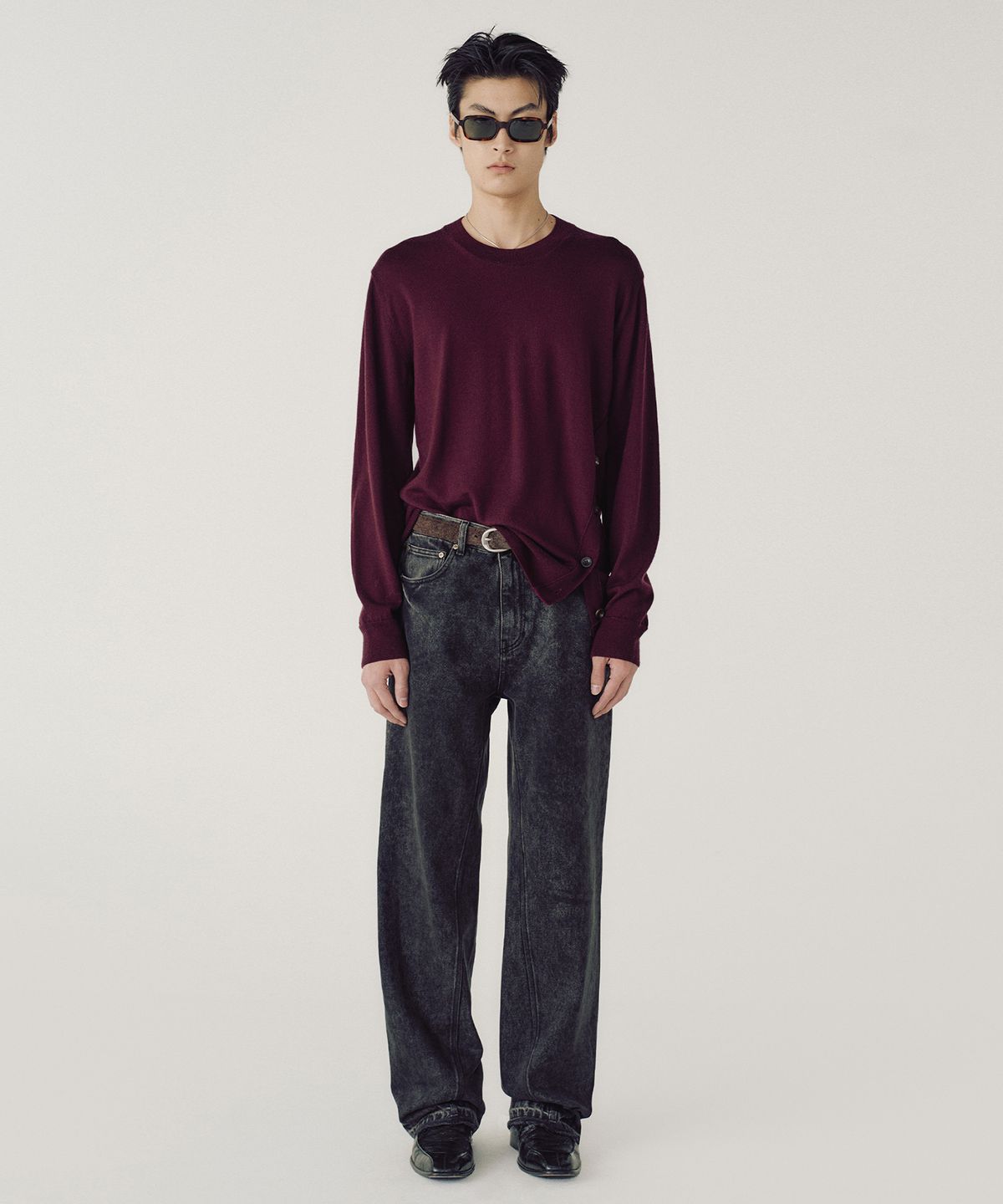 엠엠아이씨(MMIC) OBLIQUE SIDE KNIT (WINE)