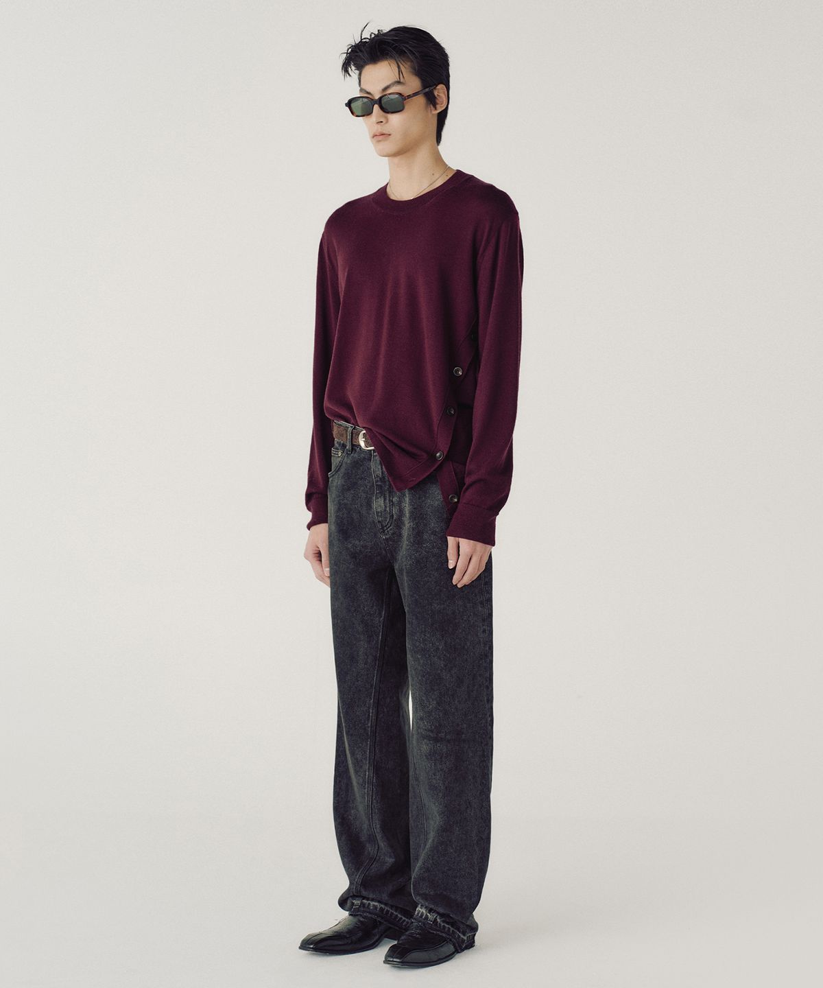 엠엠아이씨(MMIC) OBLIQUE SIDE KNIT (WINE)