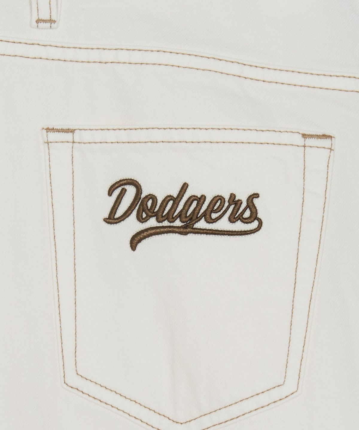엠엘비(MLB) 여성 바시티 커브드 와이드 데님팬츠 LA (Ivory)