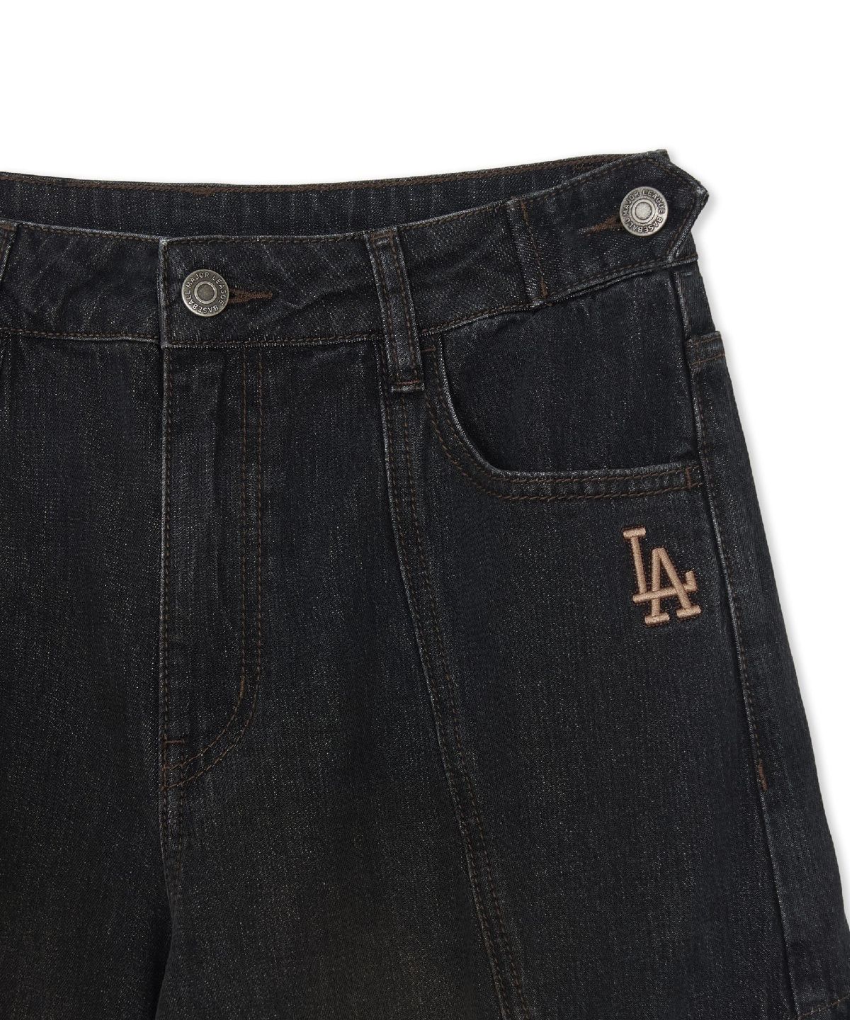 엠엘비(MLB) 여성 바시티 빈티지 카고 메가 와이드 데님팬츠 LA (Black)