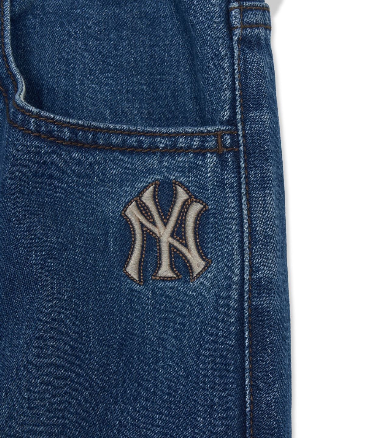 엠엘비(MLB) 여성 바시티 빈티지 카고 메가 와이드 데님팬츠 NY (Indigo)
