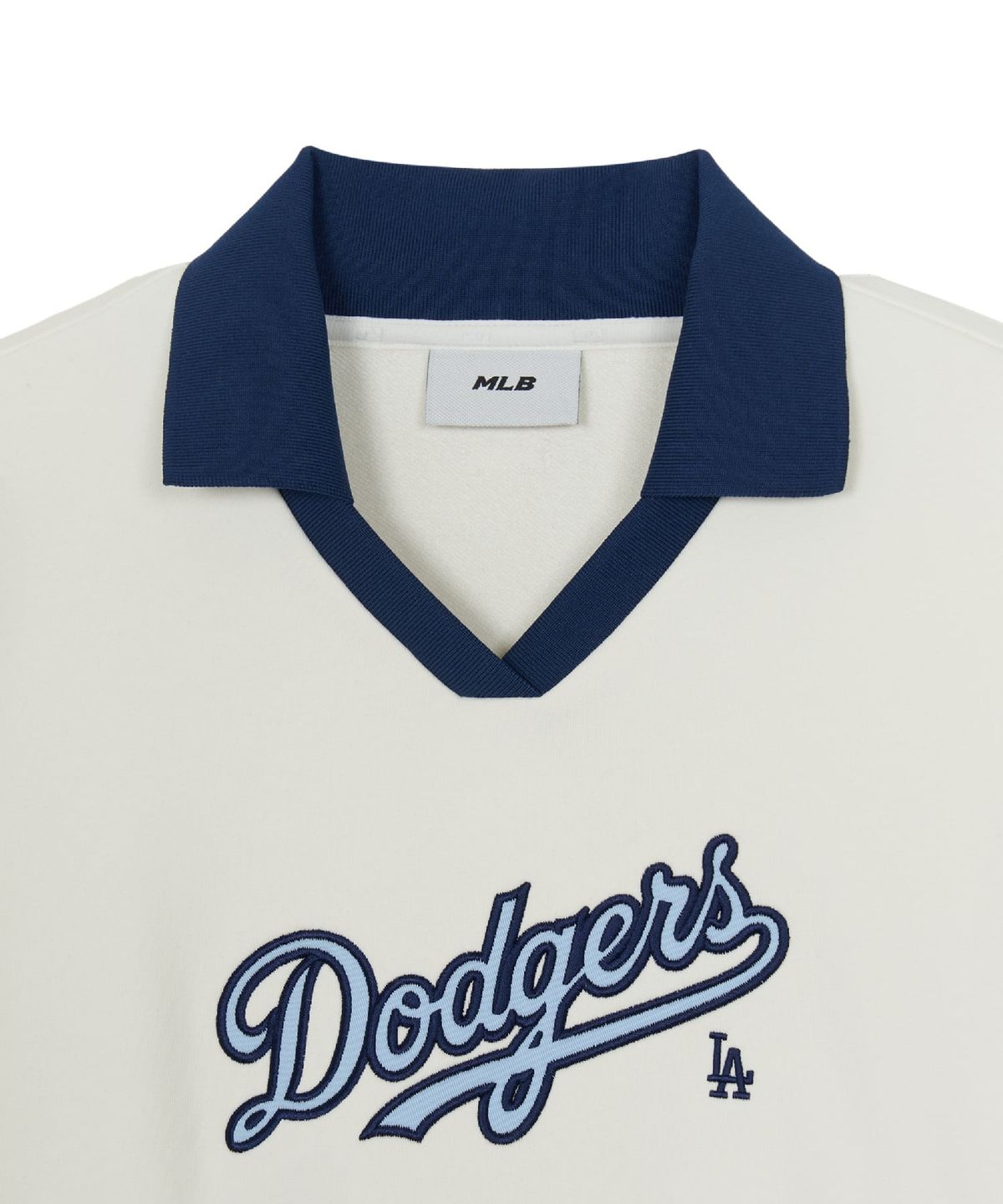 엠엘비(MLB) 여성 시그니처 바시티 레터링 오픈카라 맨투맨 LA (Cream)