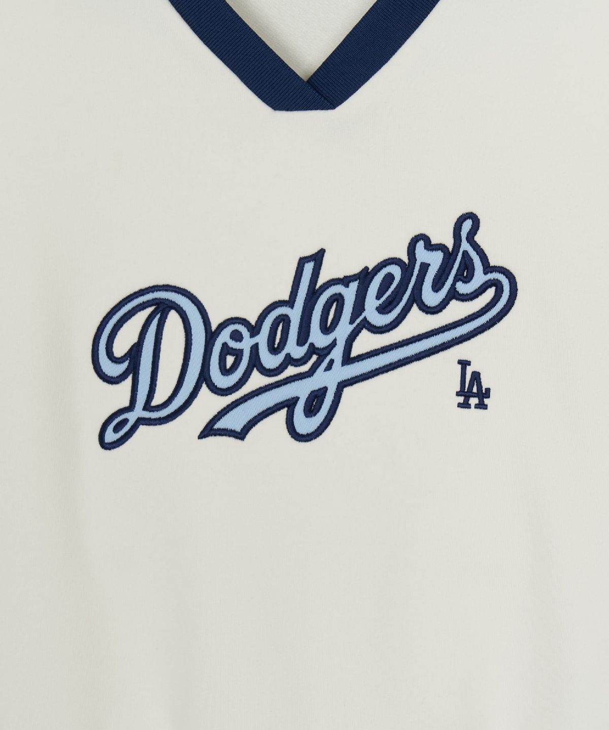 엠엘비(MLB) 여성 시그니처 바시티 레터링 오픈카라 맨투맨 LA (Cream)
