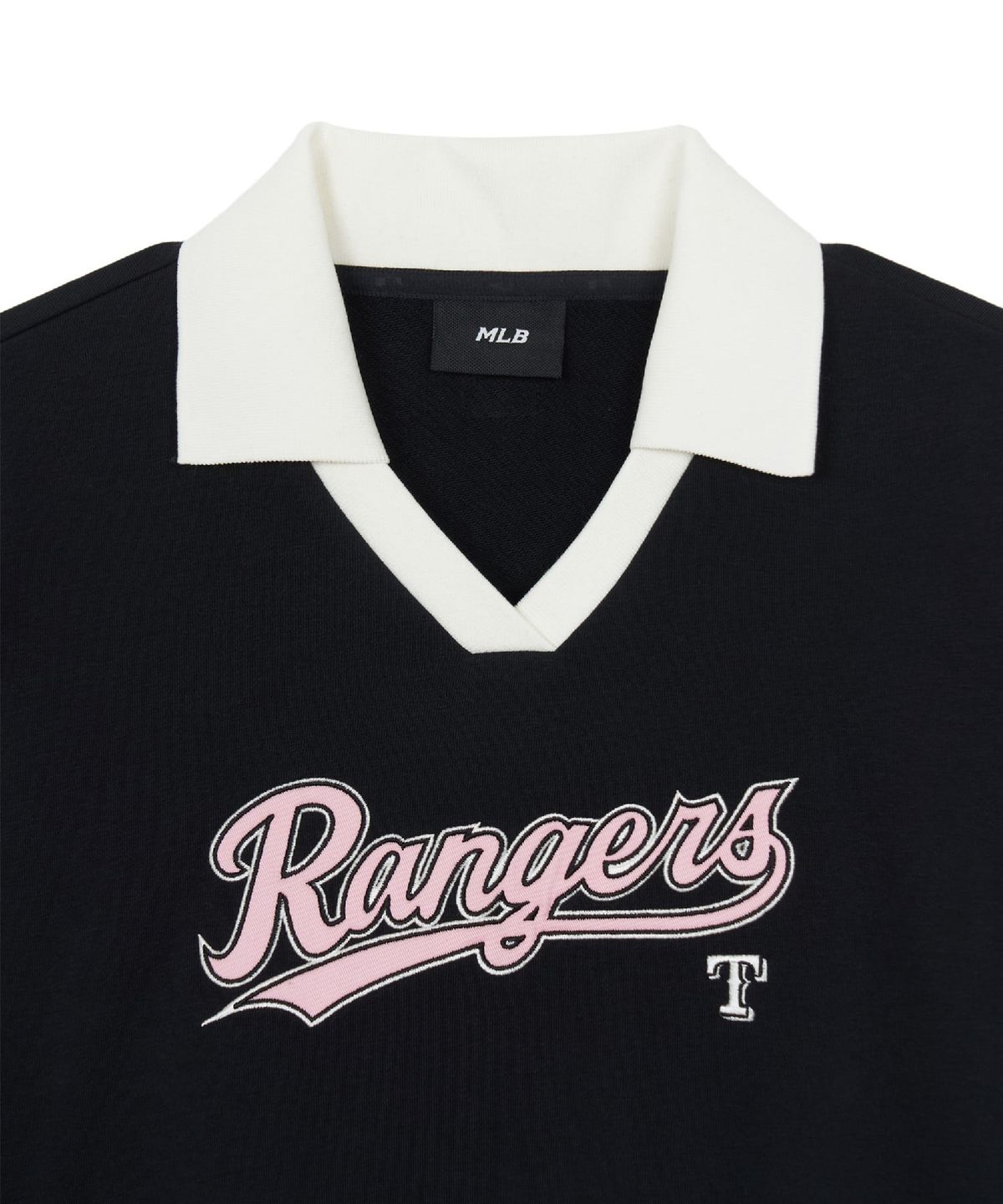 엠엘비(MLB) 여성 시그니처 바시티 레터링 오픈카라 맨투맨 TEX (Black)