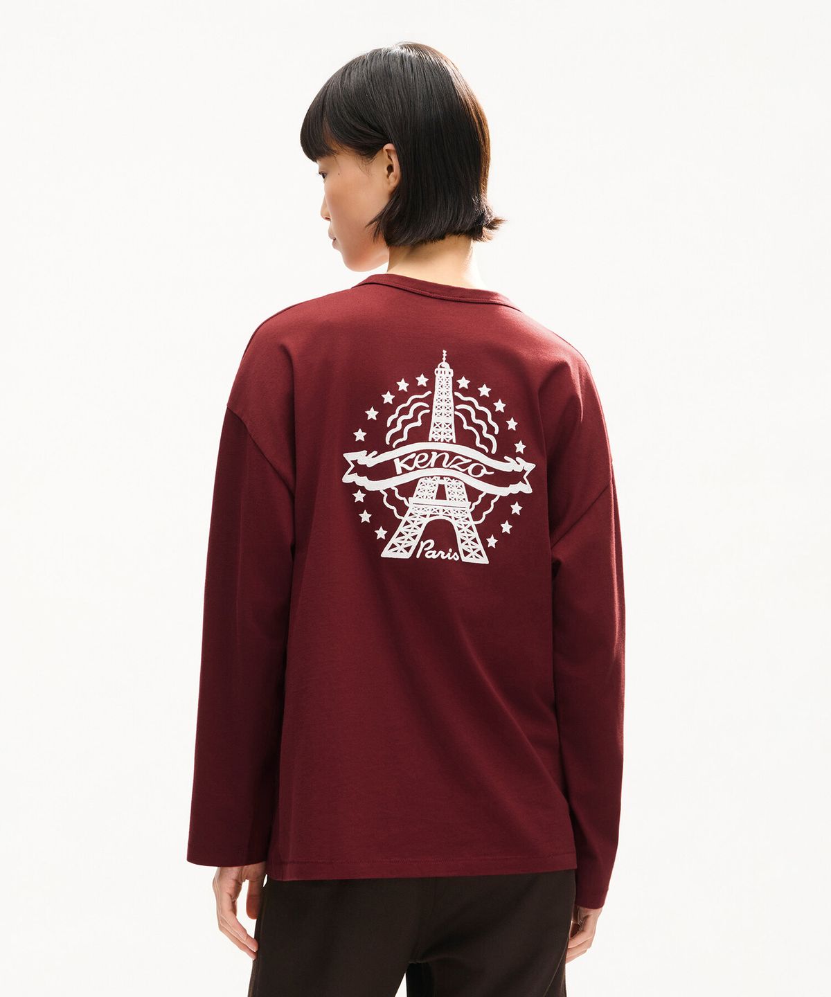 겐조(KENZO) 여성 에펠 타워 디자인 롱 슬리브 티셔츠_K266AWTE03RDX