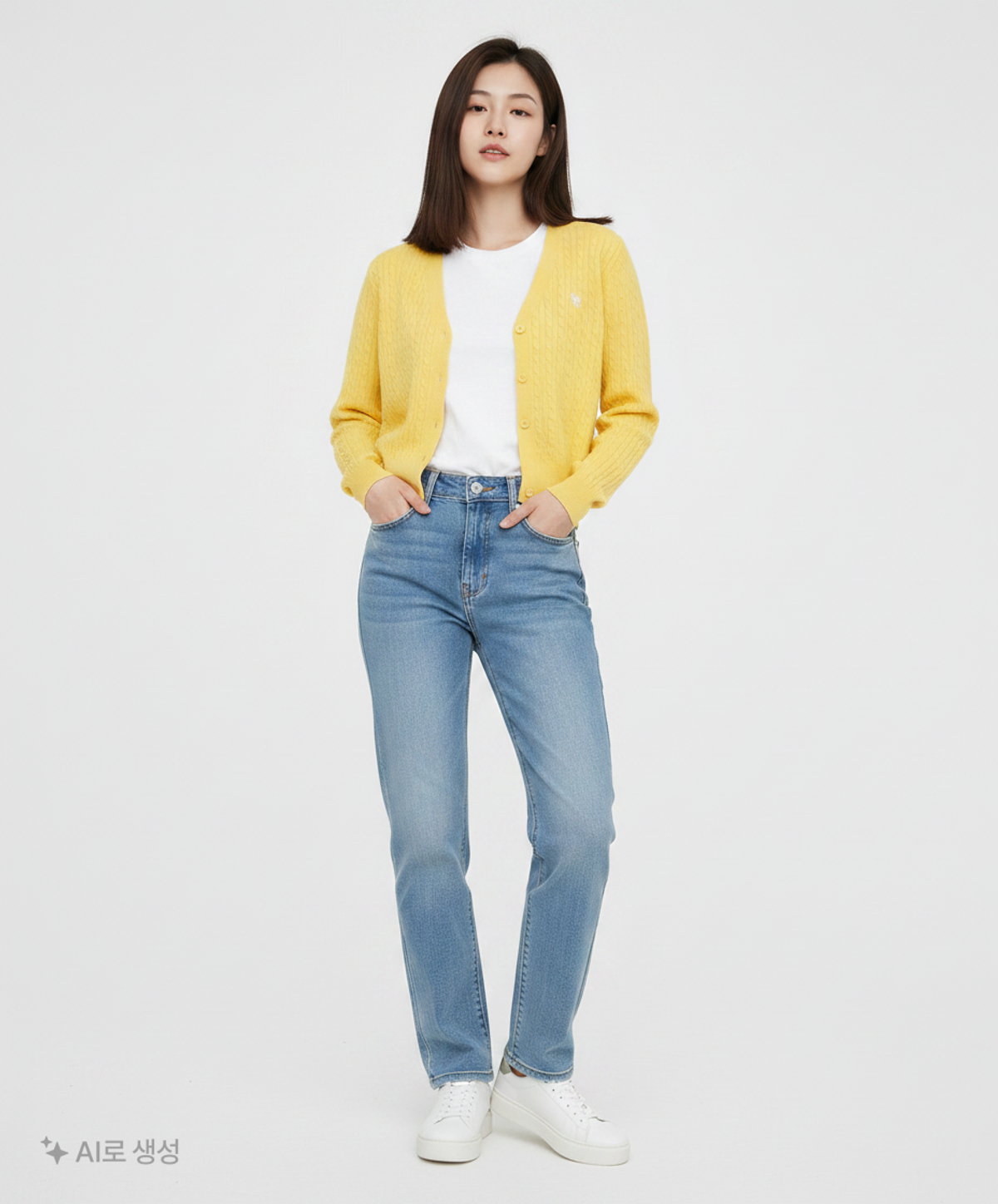 제너럴 아이디어(GENERAL IDEA) GNRL 에센셜 케이블 가디건 [YELLOW] / WBD1L04502 S
