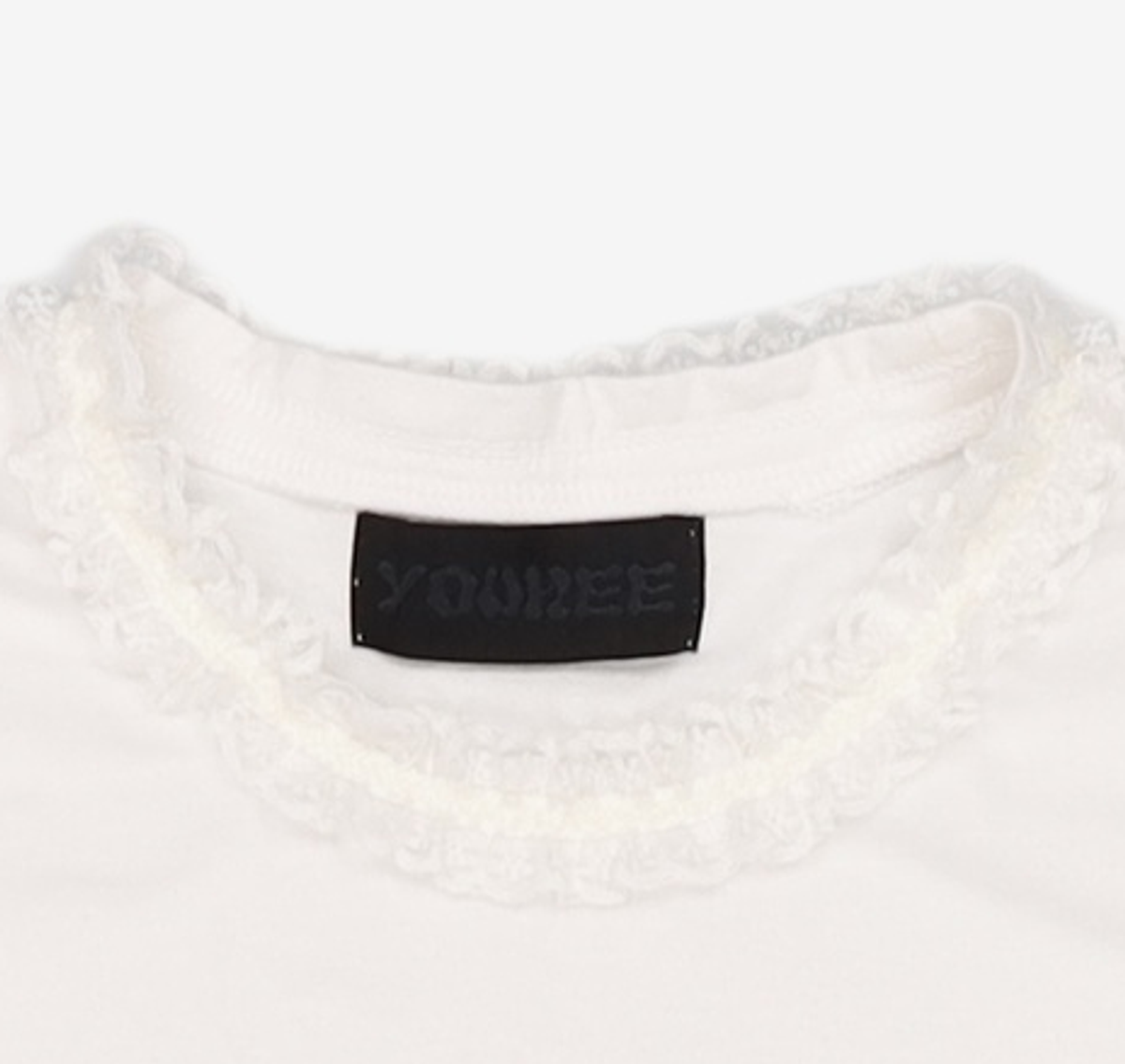 유희(YOUHEE) LACE LETTERING BABY T-SHIRTS WHITE FREE
