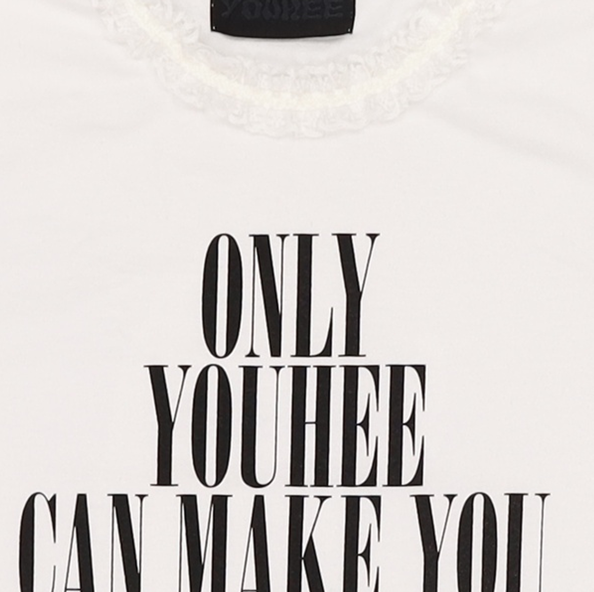 유희(YOUHEE) LACE LETTERING BABY T-SHIRTS WHITE FREE