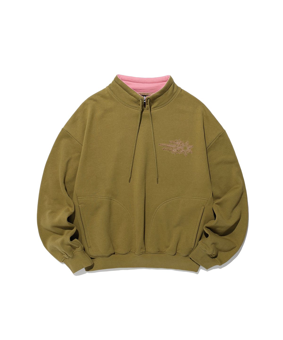 나이스고스트클럽(NICEGHOSTCLUB) 3STAR HIGH NECK SWEATSHIRTS_OLIVE(NG2GFUM440A)
