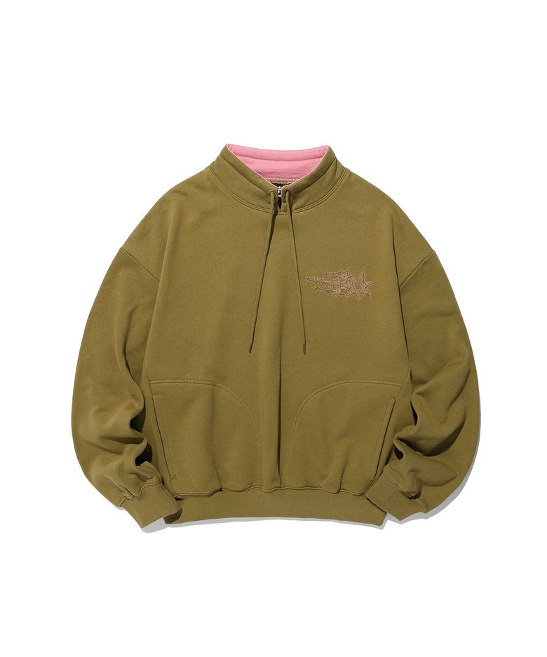 3STAR HIGH NECK SWEATSHIRTS_OLIVE(NG2GFUM440A)