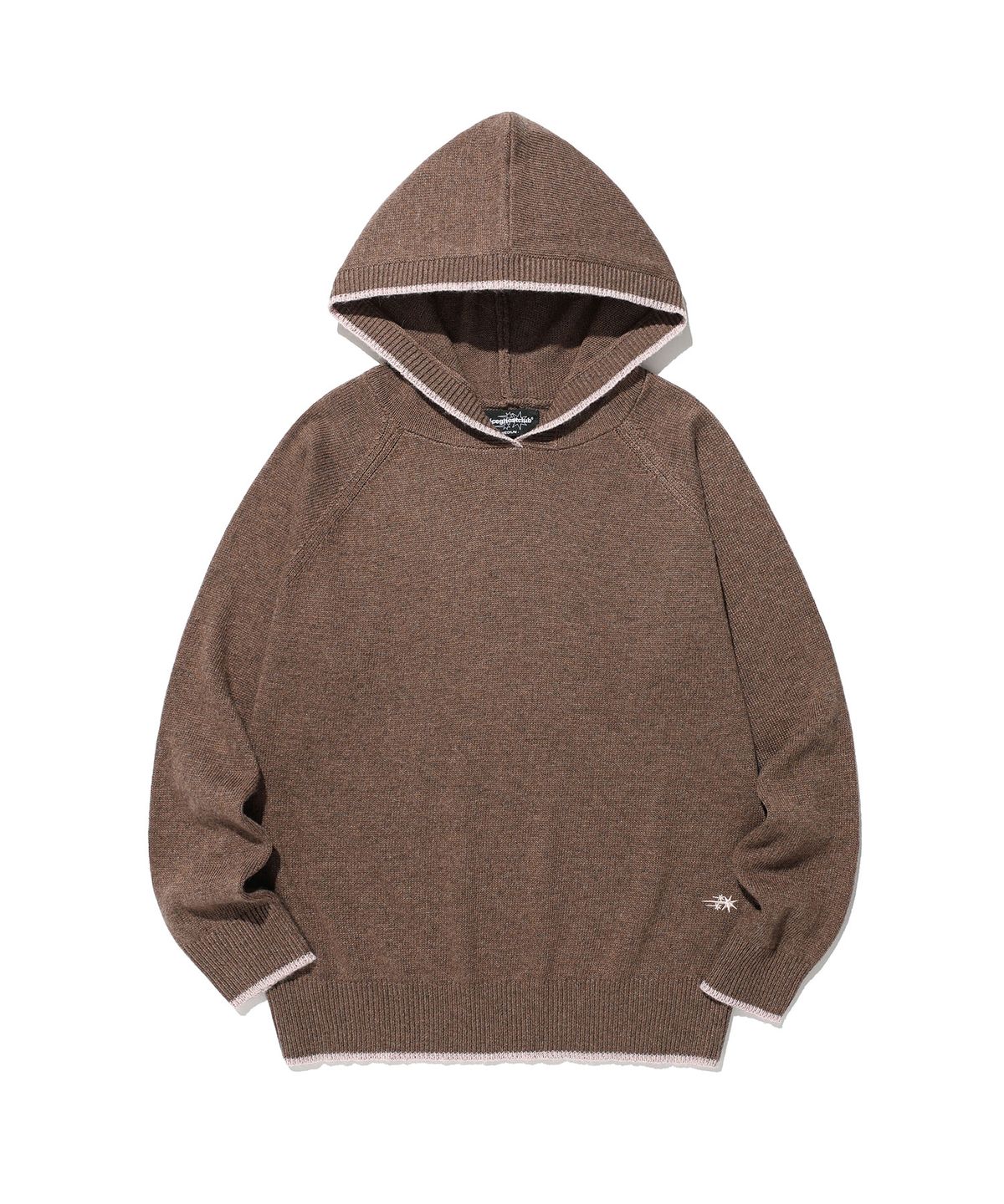 나이스고스트클럽(NICEGHOSTCLUB) COLOR TIPPED KNIT HOODIE_BROWN(NG2GFFK640A)
