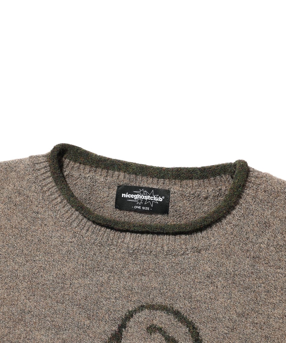 나이스고스트클럽(NICEGHOSTCLUB) BEAR GRAPHIC WIDE CROP KNIT_BROWN(NG2GFFK604A)
