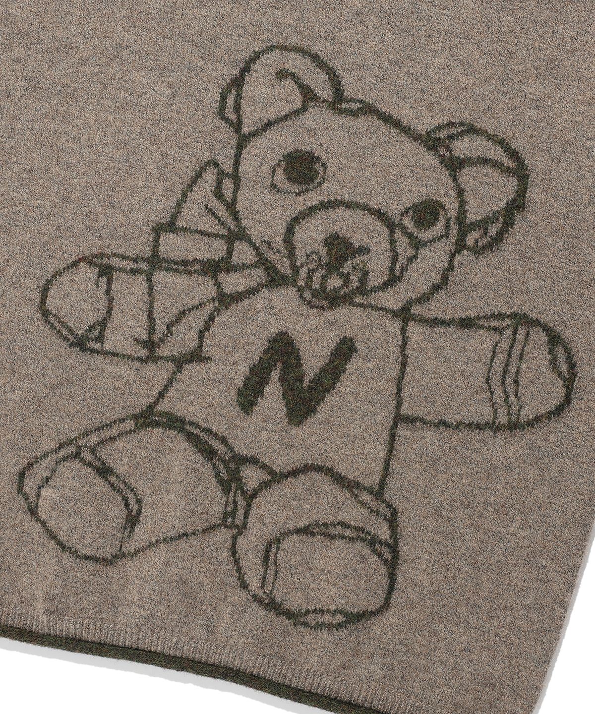 나이스고스트클럽(NICEGHOSTCLUB) BEAR GRAPHIC WIDE CROP KNIT_BROWN(NG2GFFK604A)