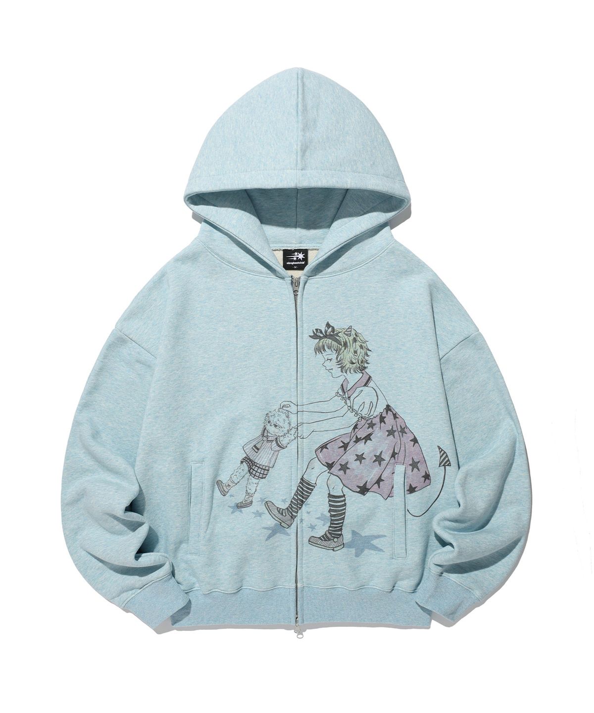 나이스고스트클럽(NICEGHOSTCLUB) HAND IN HAND HOODIE ZIP UP_LIGHT BLUE(NG2GFUM482A)