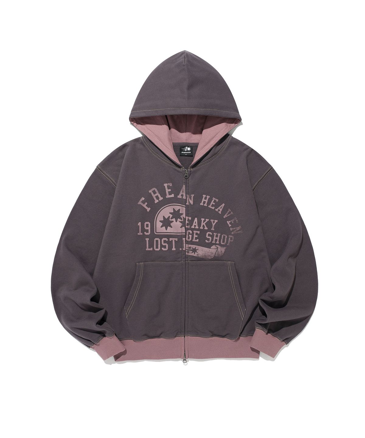 나이스고스트클럽(NICEGHOSTCLUB) COLLEGE LOGO HOODIE ZIP UP_PURPLE(NG2GFUM485A)