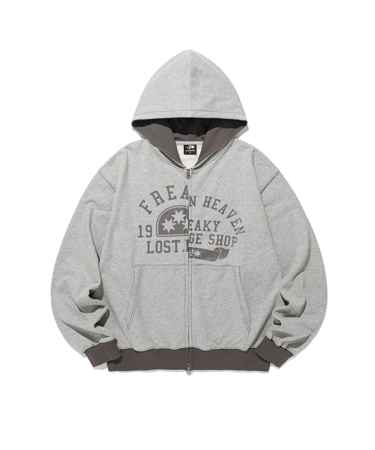 나이스고스트클럽(NICEGHOSTCLUB) COLLEGE LOGO HOODIE ZIP UP_GREY(NG2GFUM485A)
