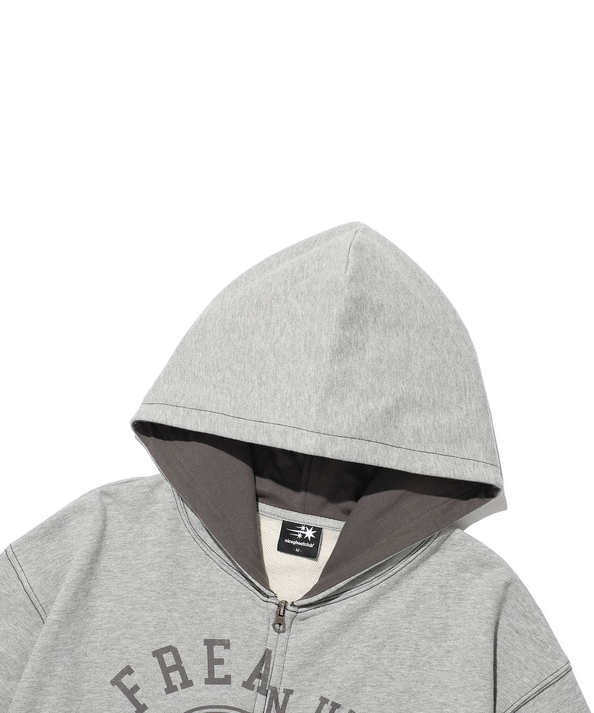 나이스고스트클럽(NICEGHOSTCLUB) COLLEGE LOGO HOODIE ZIP UP_GREY(NG2GFUM485A)