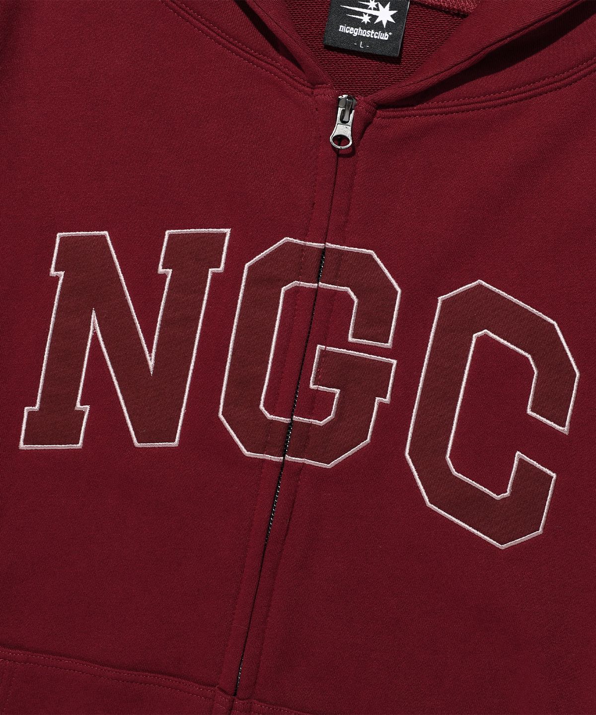 나이스고스트클럽(NICEGHOSTCLUB) NGC LOGO HOODIE ZIP UP_BURGUNDY(NG2GFUM486A)