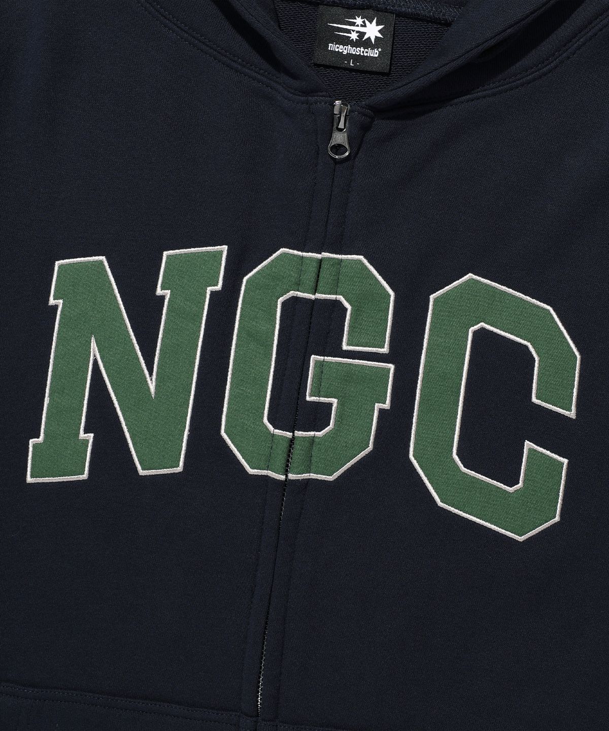 나이스고스트클럽(NICEGHOSTCLUB) NGC LOGO HOODIE ZIP UP_NAVY(NG2GFUM486A)