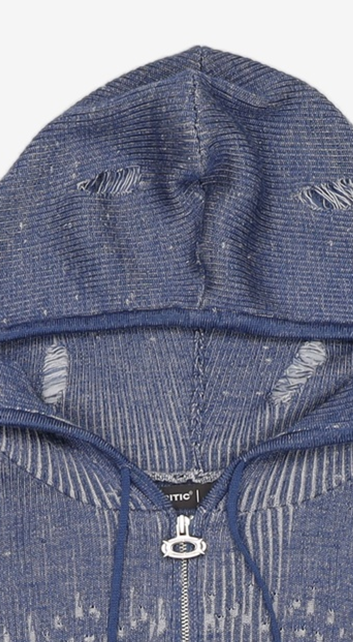 크리틱(CRITIC) WORMHOLE HOODIED KNIT(FOR WOMEN) BLUE FREE