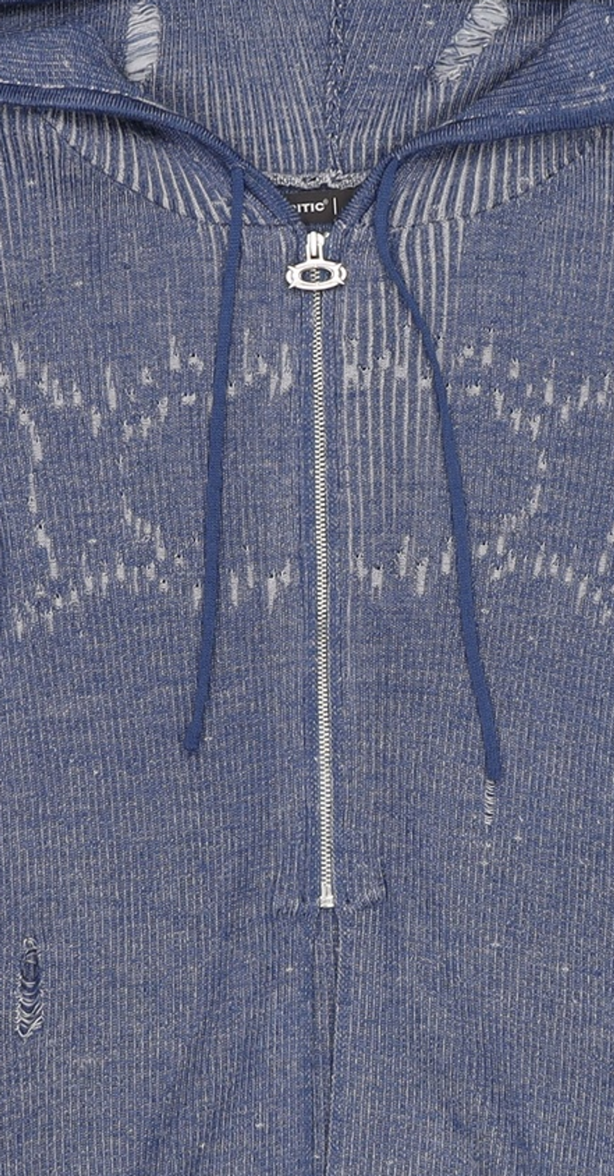 크리틱(CRITIC) WORMHOLE HOODIED KNIT(FOR WOMEN) BLUE FREE