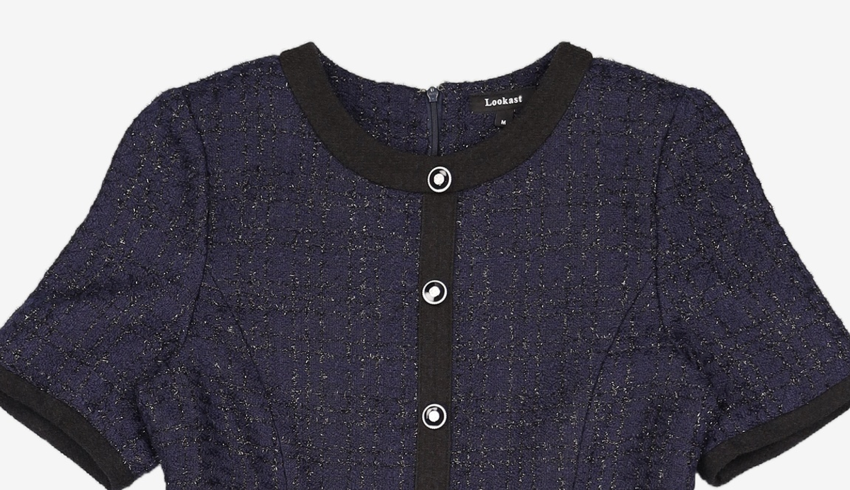 룩캐스트(LOOKAST) 네이비 에이미 트위드 드레스 / NAVY AMY TWEED DRESS M